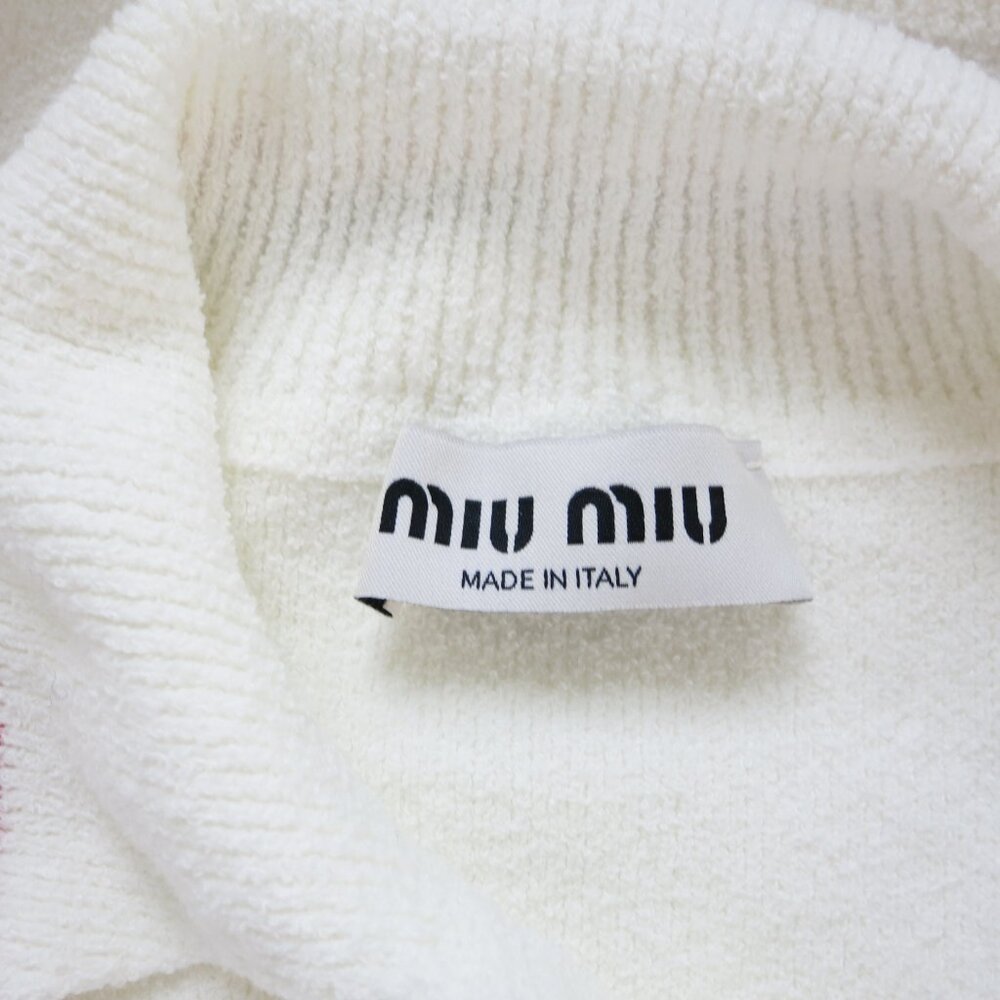 MIU MIU Off White Cotton Pique Knit Stretch Polo Shirt Sweater Top 38 - Picture 13 of 14